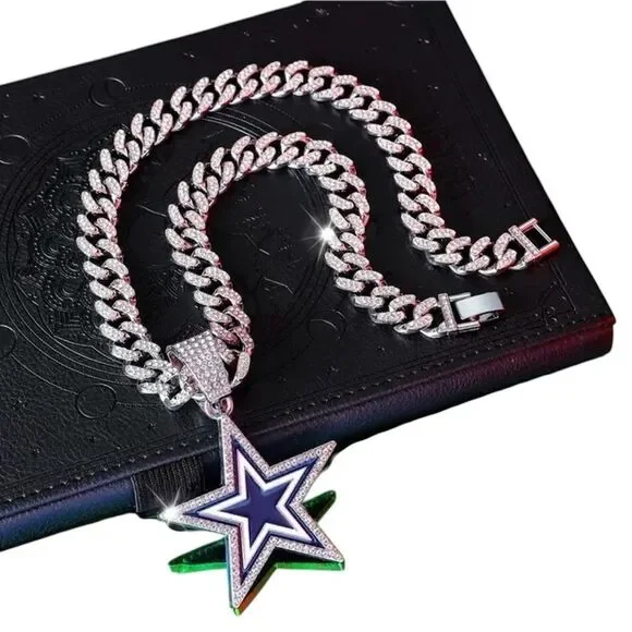 NFL Dallas Cowboys Necklace & Chain‎ Pendant Iced Bling Fan - Picture 3 of 4